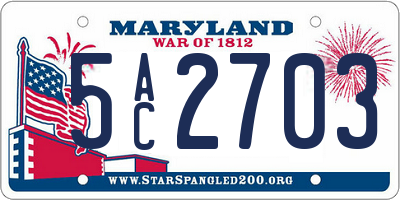 MD license plate 5AC2703