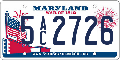 MD license plate 5AC2726