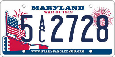 MD license plate 5AC2728