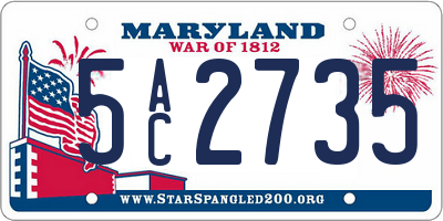 MD license plate 5AC2735