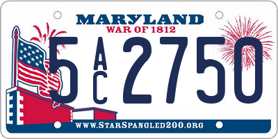 MD license plate 5AC2750