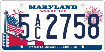 MD license plate 5AC2758