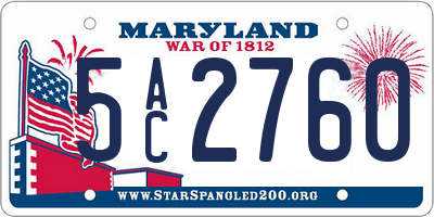 MD license plate 5AC2760