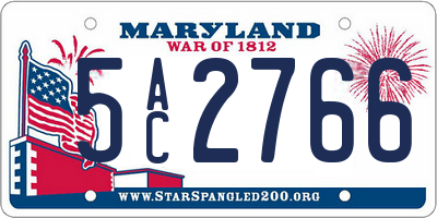 MD license plate 5AC2766