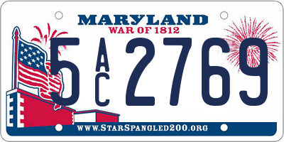 MD license plate 5AC2769