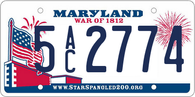 MD license plate 5AC2774