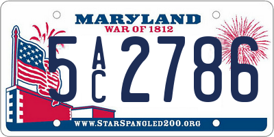MD license plate 5AC2786