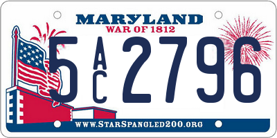MD license plate 5AC2796