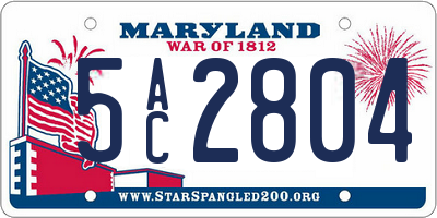 MD license plate 5AC2804
