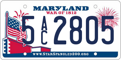 MD license plate 5AC2805