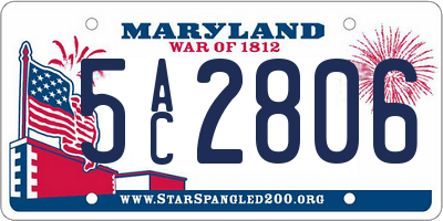 MD license plate 5AC2806