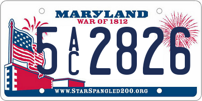 MD license plate 5AC2826