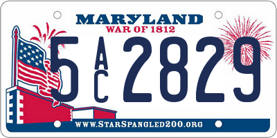 MD license plate 5AC2829
