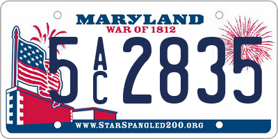 MD license plate 5AC2835