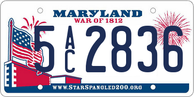 MD license plate 5AC2836