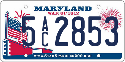 MD license plate 5AC2853