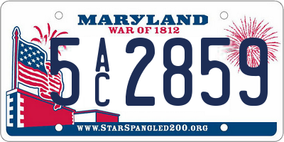 MD license plate 5AC2859