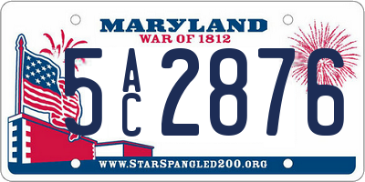 MD license plate 5AC2876