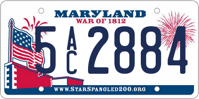 MD license plate 5AC2884