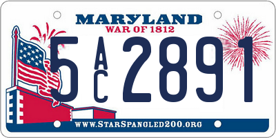 MD license plate 5AC2891