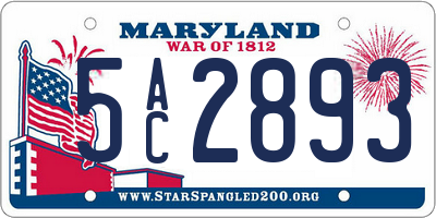 MD license plate 5AC2893
