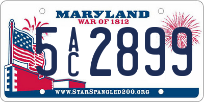 MD license plate 5AC2899
