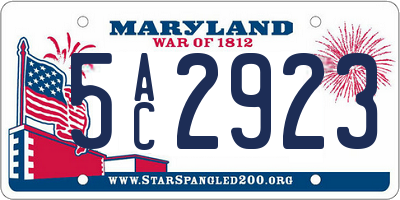 MD license plate 5AC2923