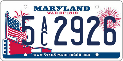 MD license plate 5AC2926