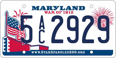 MD license plate 5AC2929