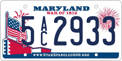MD license plate 5AC2933