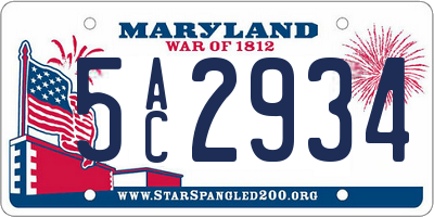 MD license plate 5AC2934