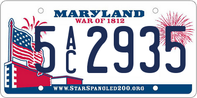 MD license plate 5AC2935