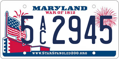 MD license plate 5AC2945
