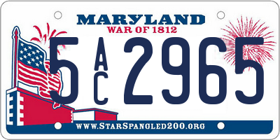 MD license plate 5AC2965