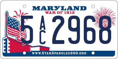 MD license plate 5AC2968