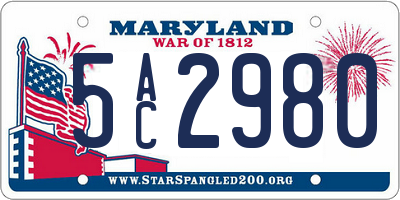 MD license plate 5AC2980