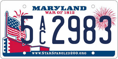 MD license plate 5AC2983