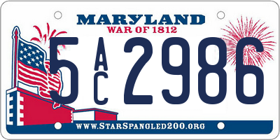 MD license plate 5AC2986