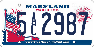 MD license plate 5AC2987