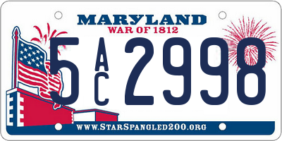 MD license plate 5AC2998