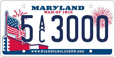 MD license plate 5AC3000