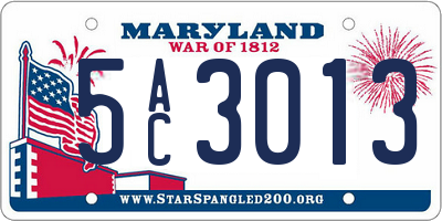 MD license plate 5AC3013