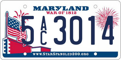 MD license plate 5AC3014
