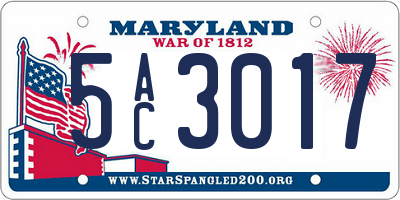 MD license plate 5AC3017