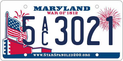 MD license plate 5AC3021