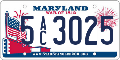 MD license plate 5AC3025