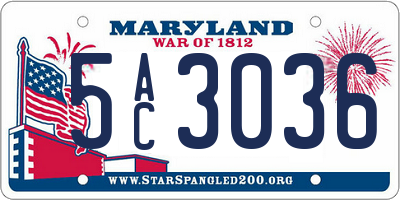 MD license plate 5AC3036