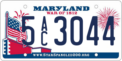 MD license plate 5AC3044