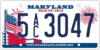 MD license plate 5AC3047