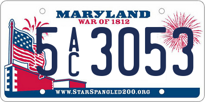 MD license plate 5AC3053